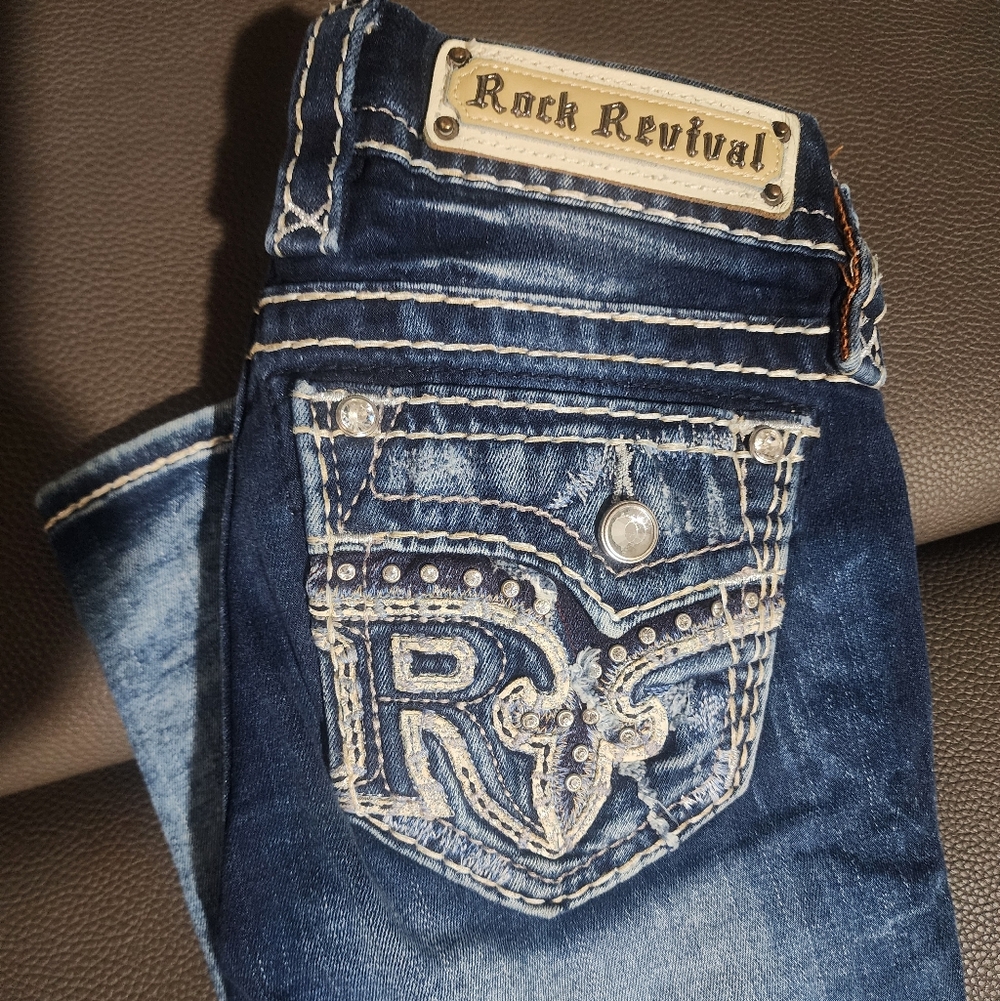 Rock Revival Women's Dark Blue Embellished Jeans